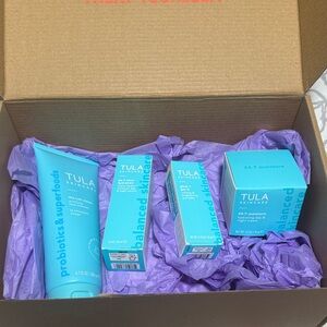 Tula Skincare Collection in Blue Packaging